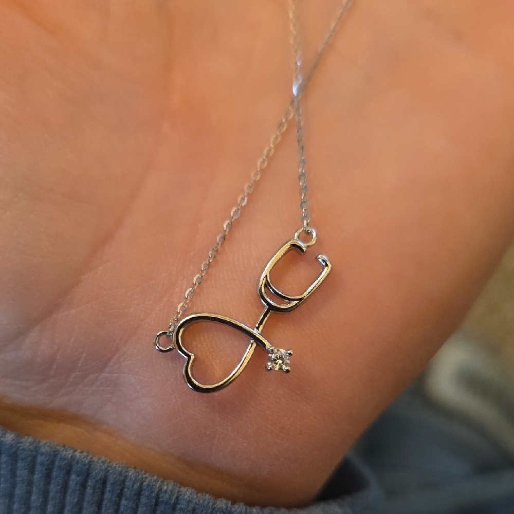 Stethoscope Silver Necklace